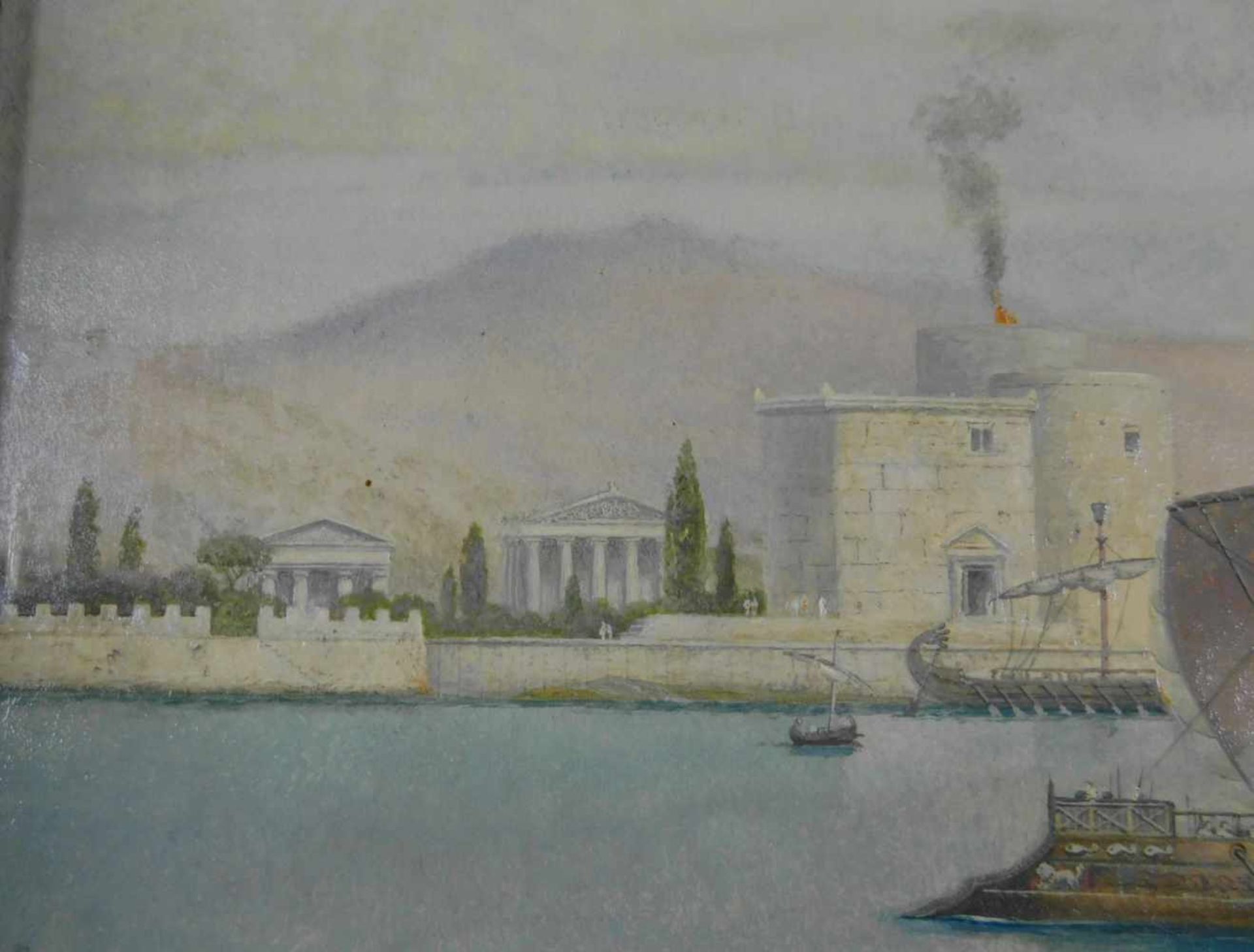 Paul Schmitz, 1910 - 1975, Altgriechischer Hafen, Öl auf Platte, signiert unten rechts, m. R. - Bild 6 aus 8