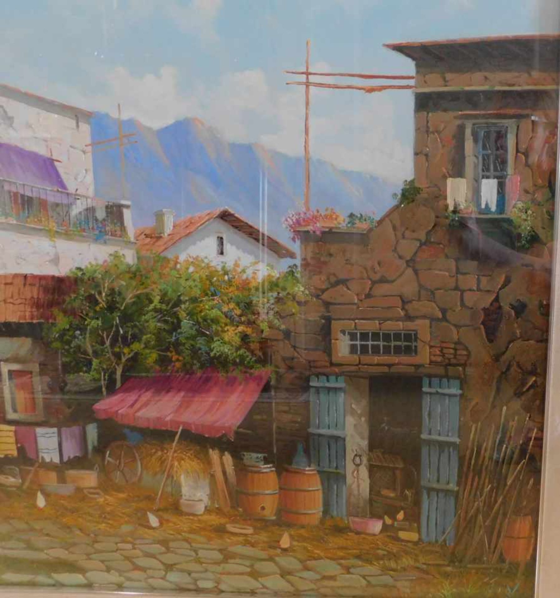 Gino Prisco, Italien 20. Jhdt., Italienische Häuseransicht, Öl auf Leinwand, signiert unten links, - Bild 4 aus 6