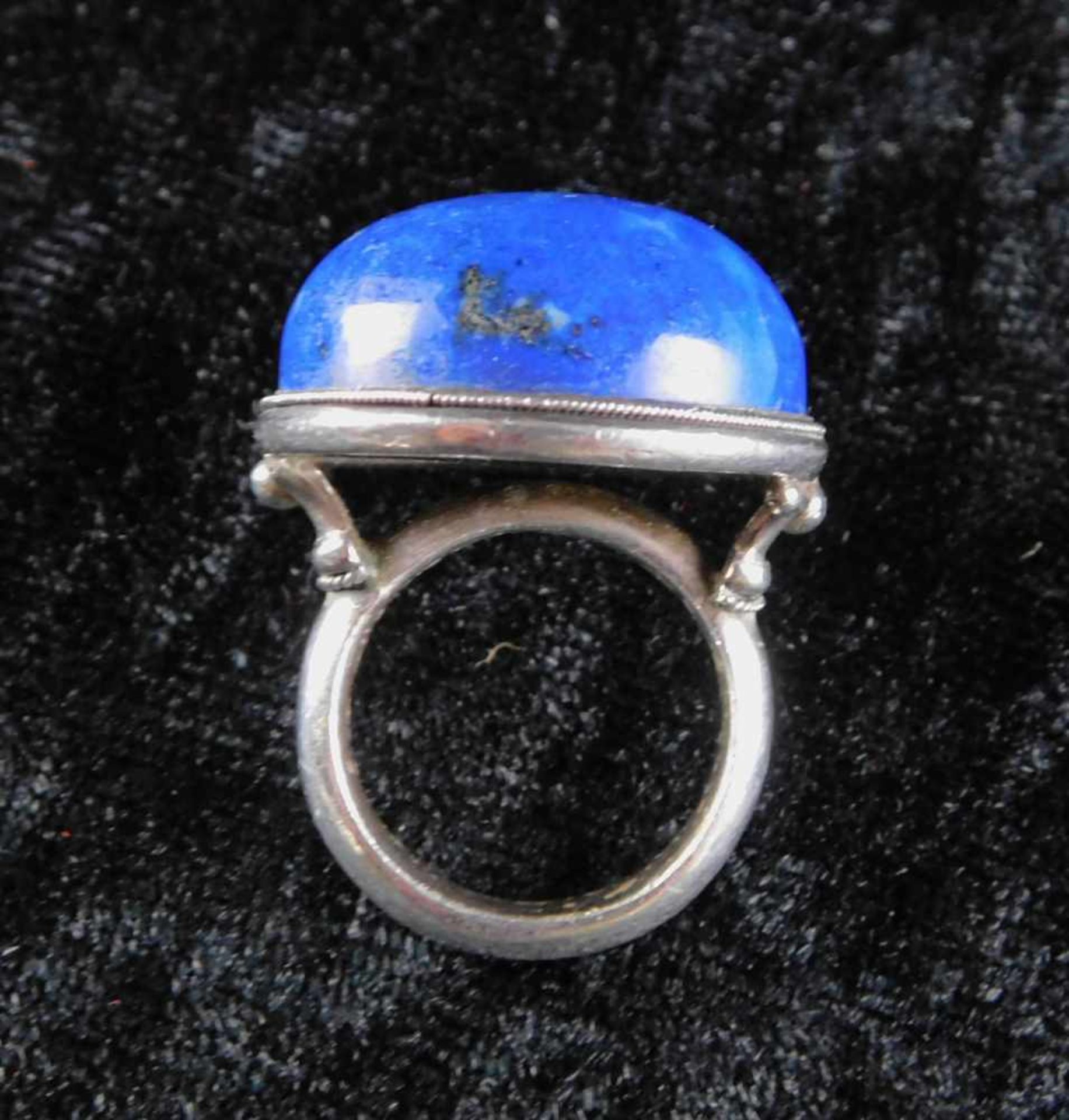 Ring, 800 Silber gepunzt, mit blauem Stein, Ø 2,7 cm, Höhe 1,2 cm, 25 g, Ringgröße 57- - -23.80 %