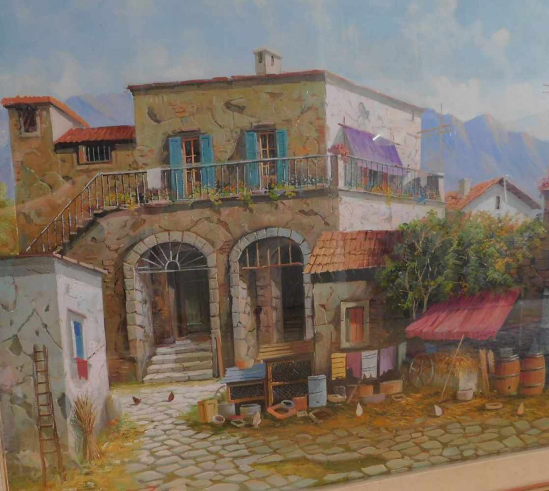 Gino Prisco, Italien 20. Jhdt., Italienische Häuseransicht, Öl auf Leinwand, signiert unten links, - Bild 3 aus 6