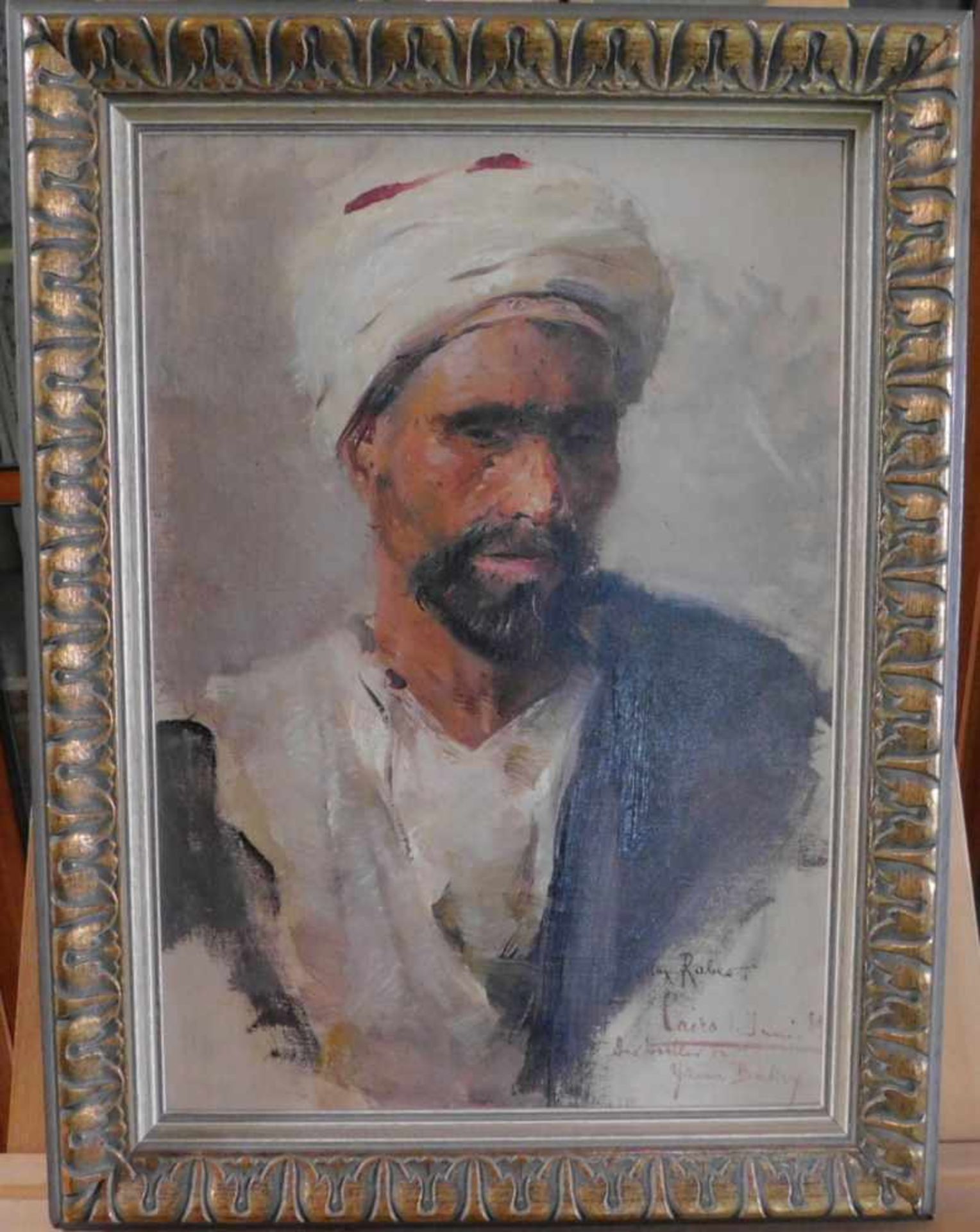 Max Rabes, 1868 Samter/Posen - 1944 Wien, Porträt eines Arabers, Öl auf Leinwand, signiert und - Image 3 of 7