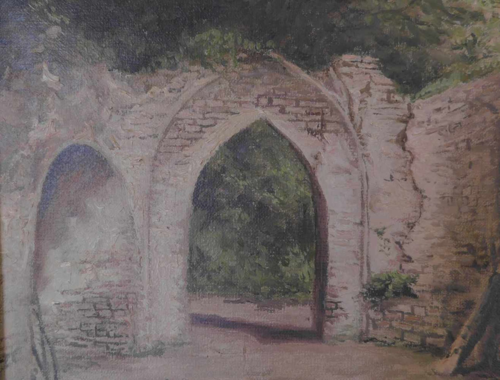 William Henriksen, 1880-1964, dänisch, An der alten Klosterruine, Öl auf Leinwand, signiert unten - Bild 4 aus 6