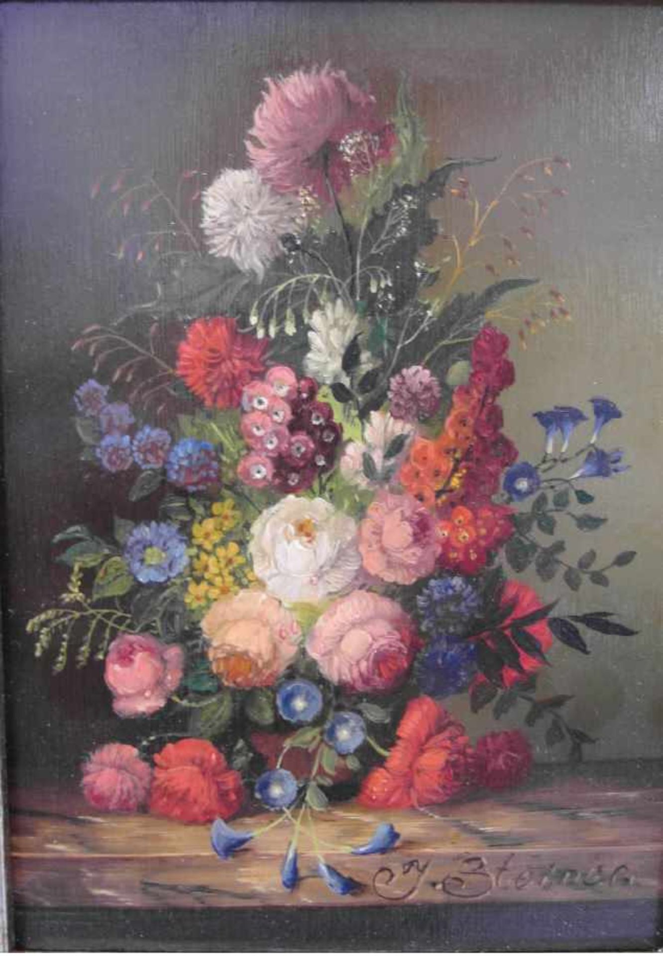 Josef Steiner, 1899 München bis 1977 ebenda, Stillleben Herbstblumen, signiert, m.R.Öl auf Holz, - Bild 2 aus 4