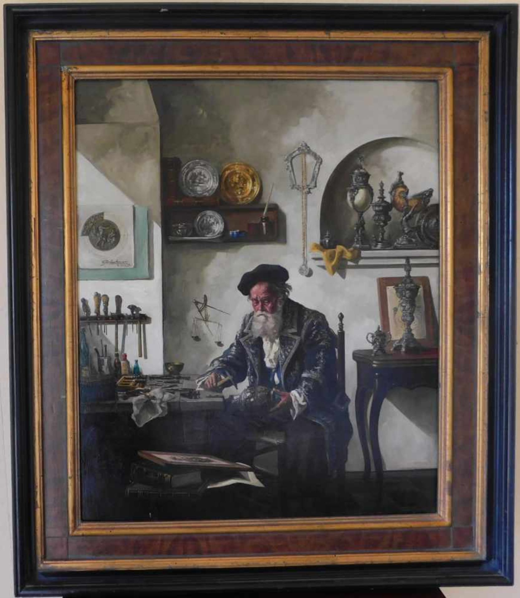 Curt Brückner, 1896 - 1959, Der Goldschmied, Öl auf Hartfaserplatte, signiert und datiert 19(56)