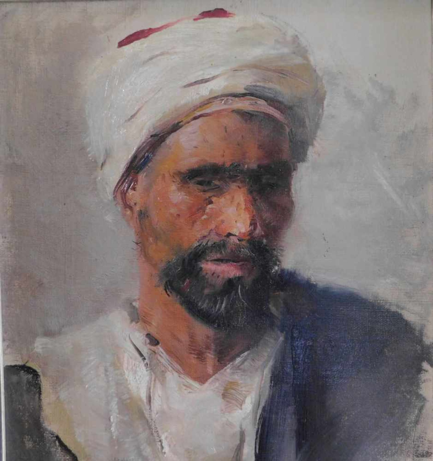 Max Rabes, 1868 Samter/Posen - 1944 Wien, Porträt eines Arabers, Öl auf Leinwand, signiert und - Bild 2 aus 7