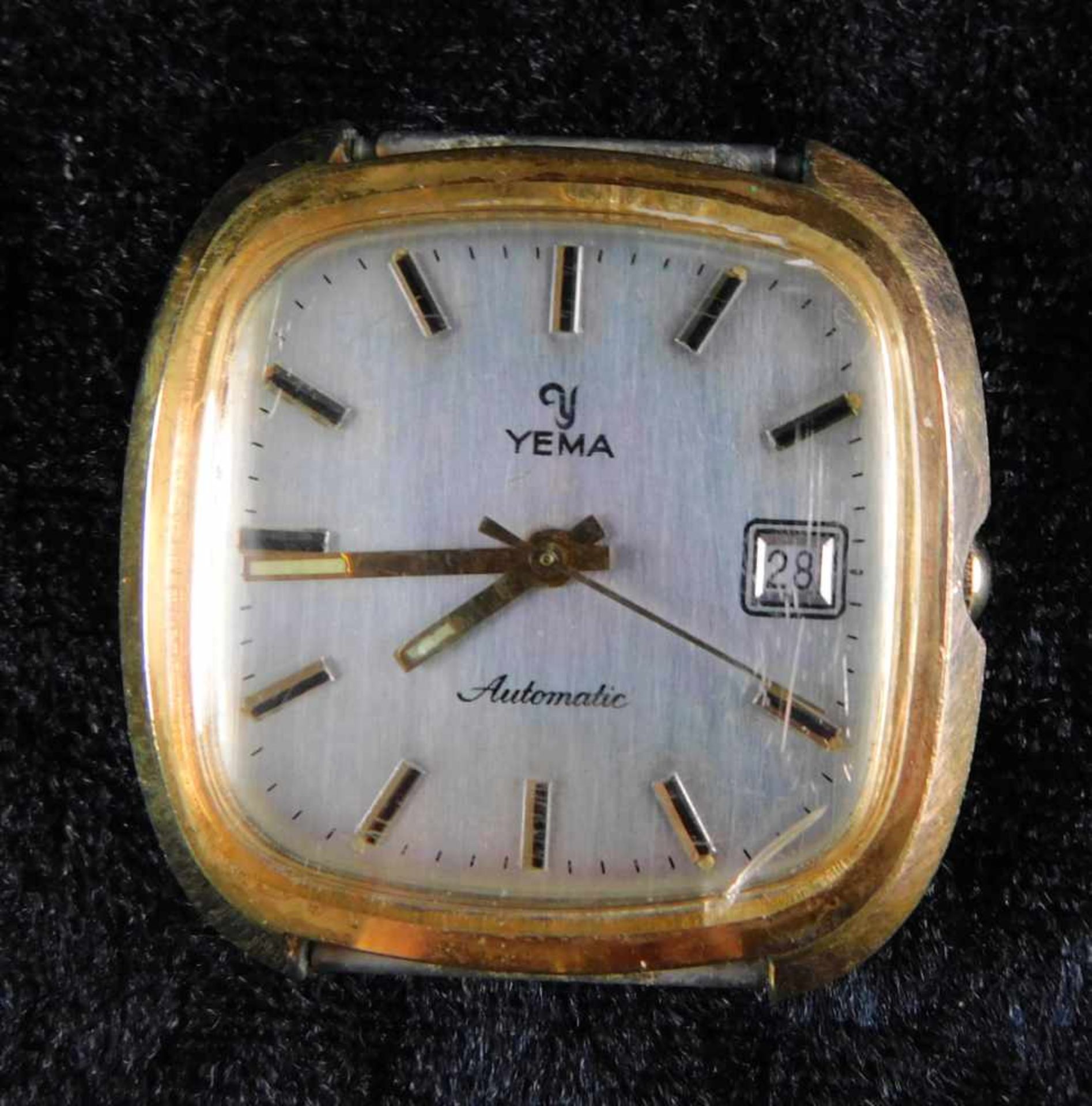 Herrenuhr YEMA, Automatic, Gehäuse goldfarben, Ziffernblatt silberfarben mit goldfarbenen Zeigern