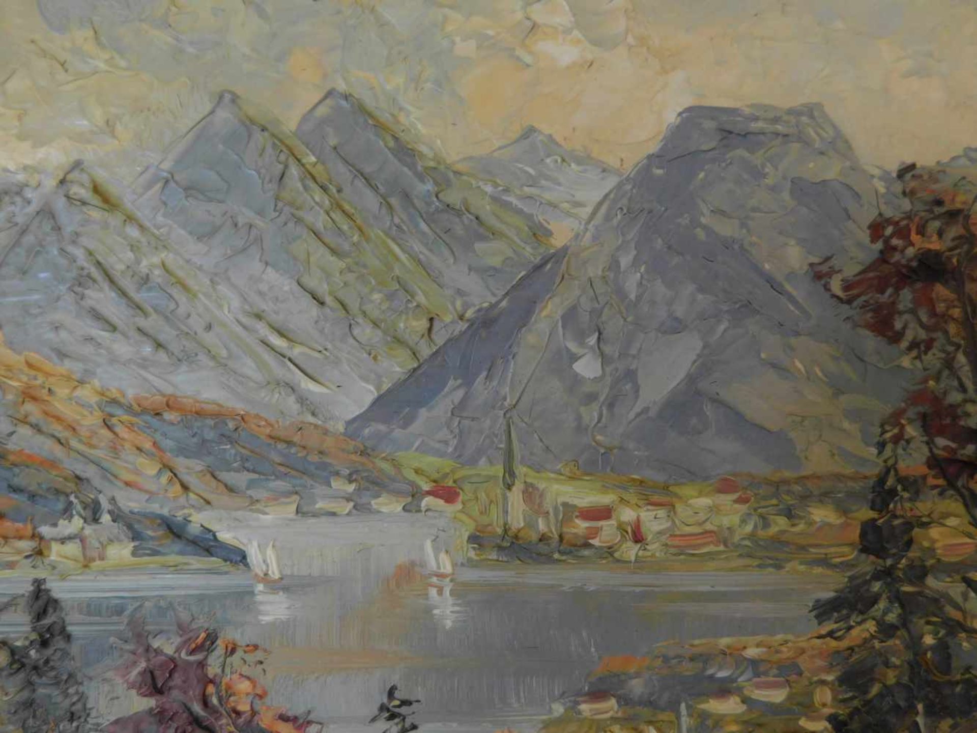 Adolf Böck, 1890 - 1968, deutsch, Das Tegernseer Tal, 20. Jhdt., Öl auf Platte, signiert unten - Bild 4 aus 5