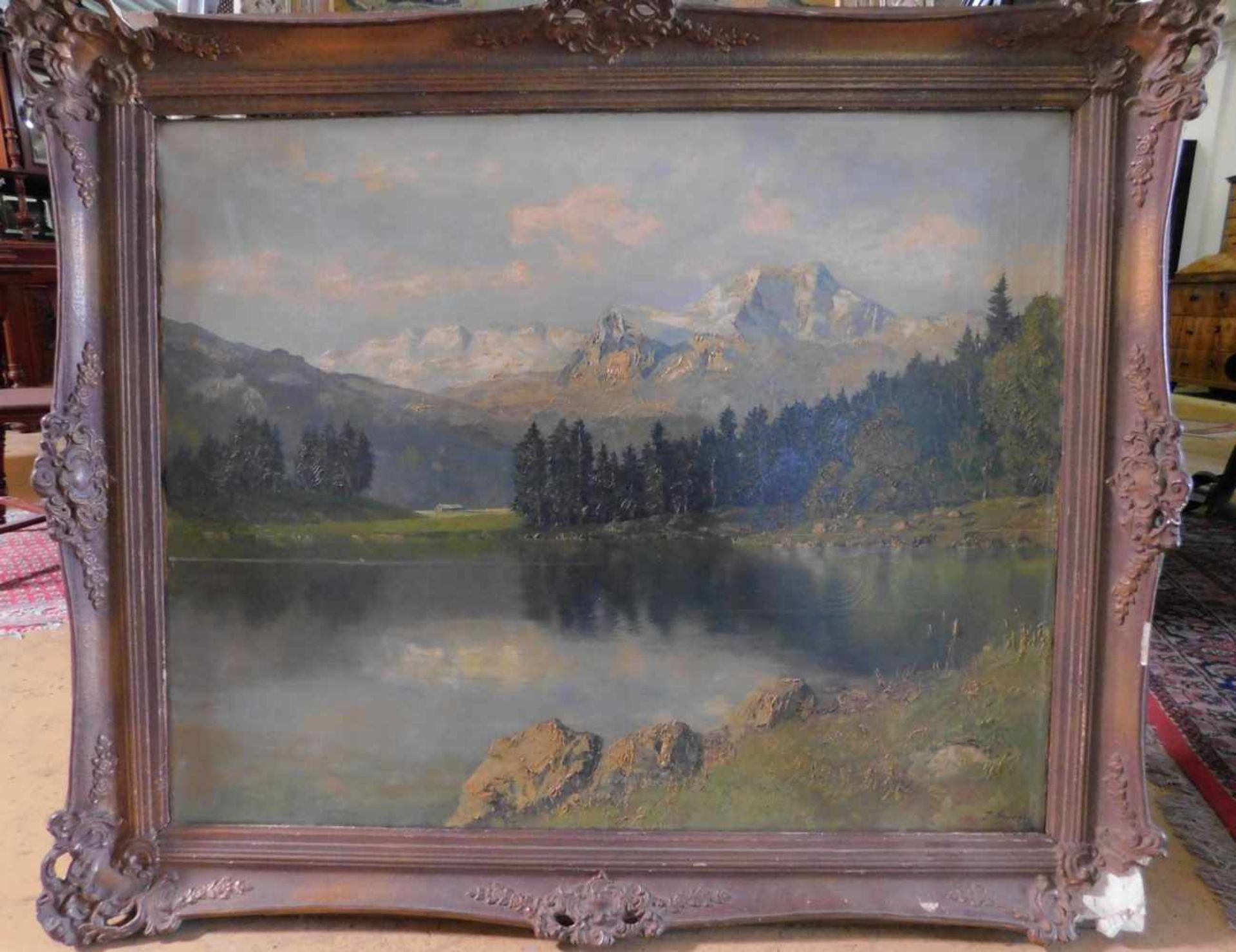 Josef Burger, 1887 - 1966, See im Voralpenland, Öl auf Leinwand, unten links signiert und Ortsbez. - Bild 2 aus 5