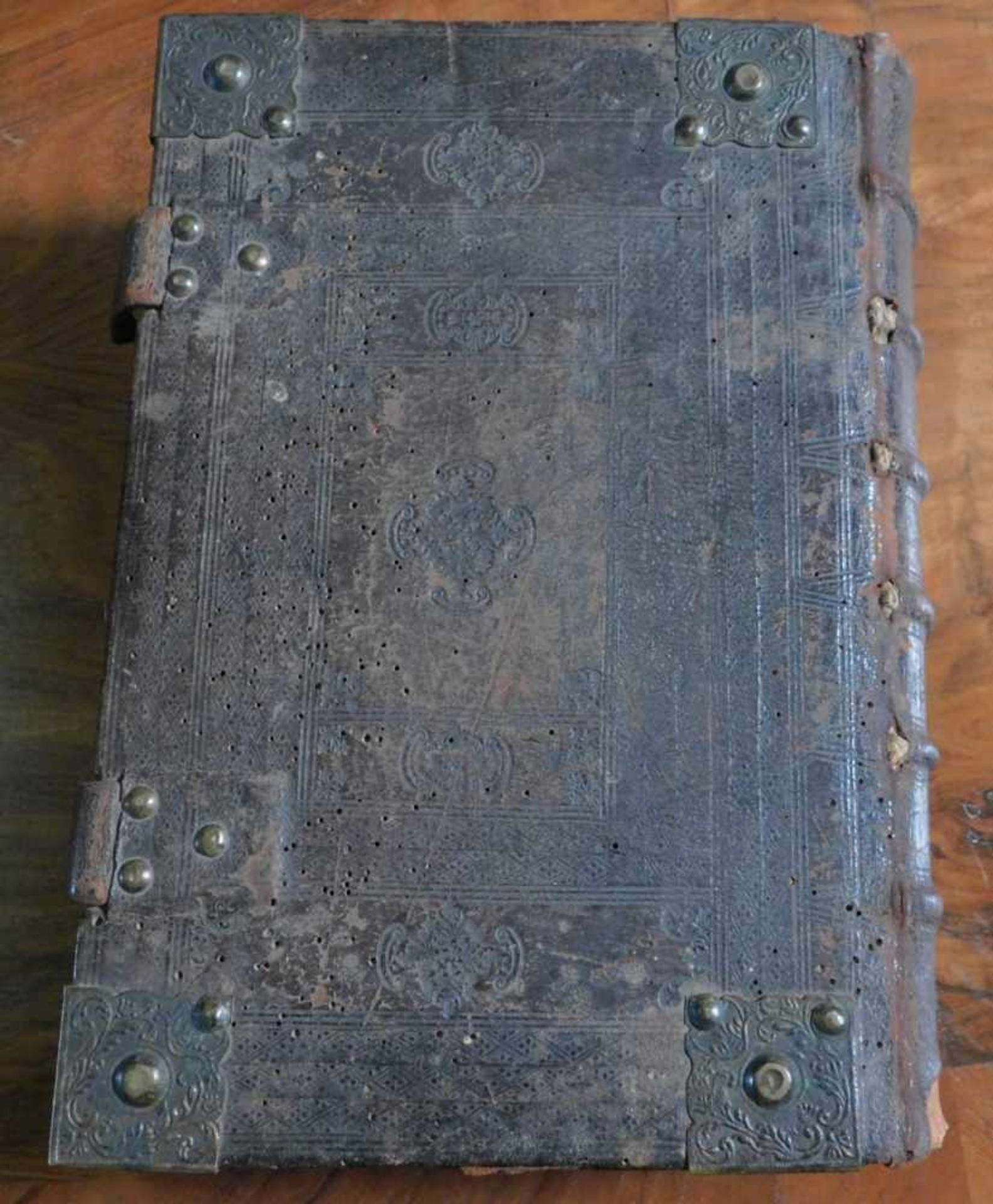 Luther Bibel von 1710, Kupferstiche, Ledereinband, Metallecken mit Ornamenten, ca. 1185 SeitenDie - Image 7 of 8