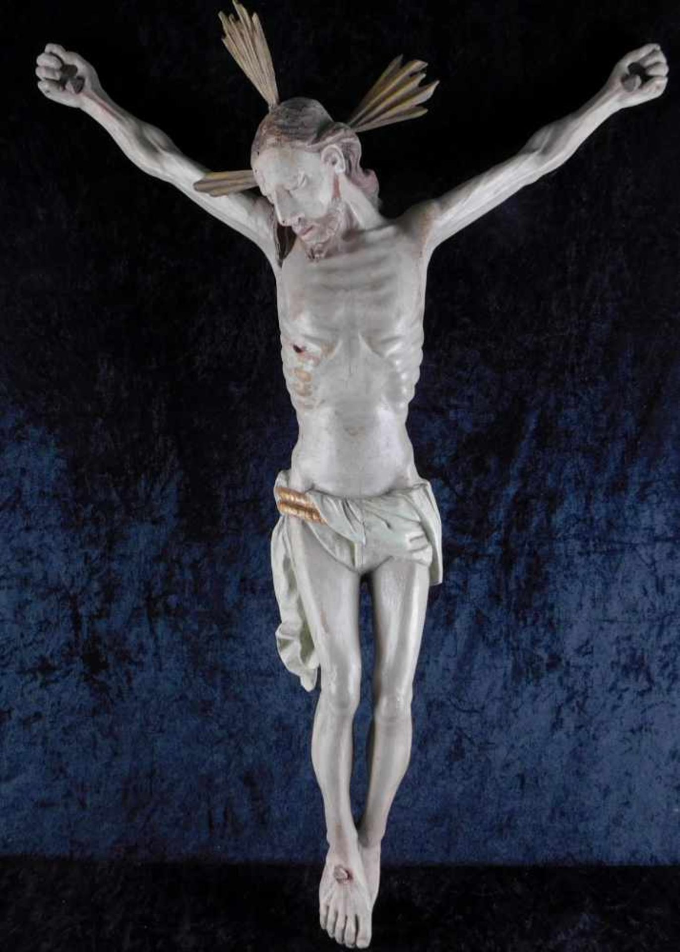 Christus Korpus, um 1810, Holz geschnitzt, originale Fassung, Höhe 87 cm und Breite 60 cm- - -23.