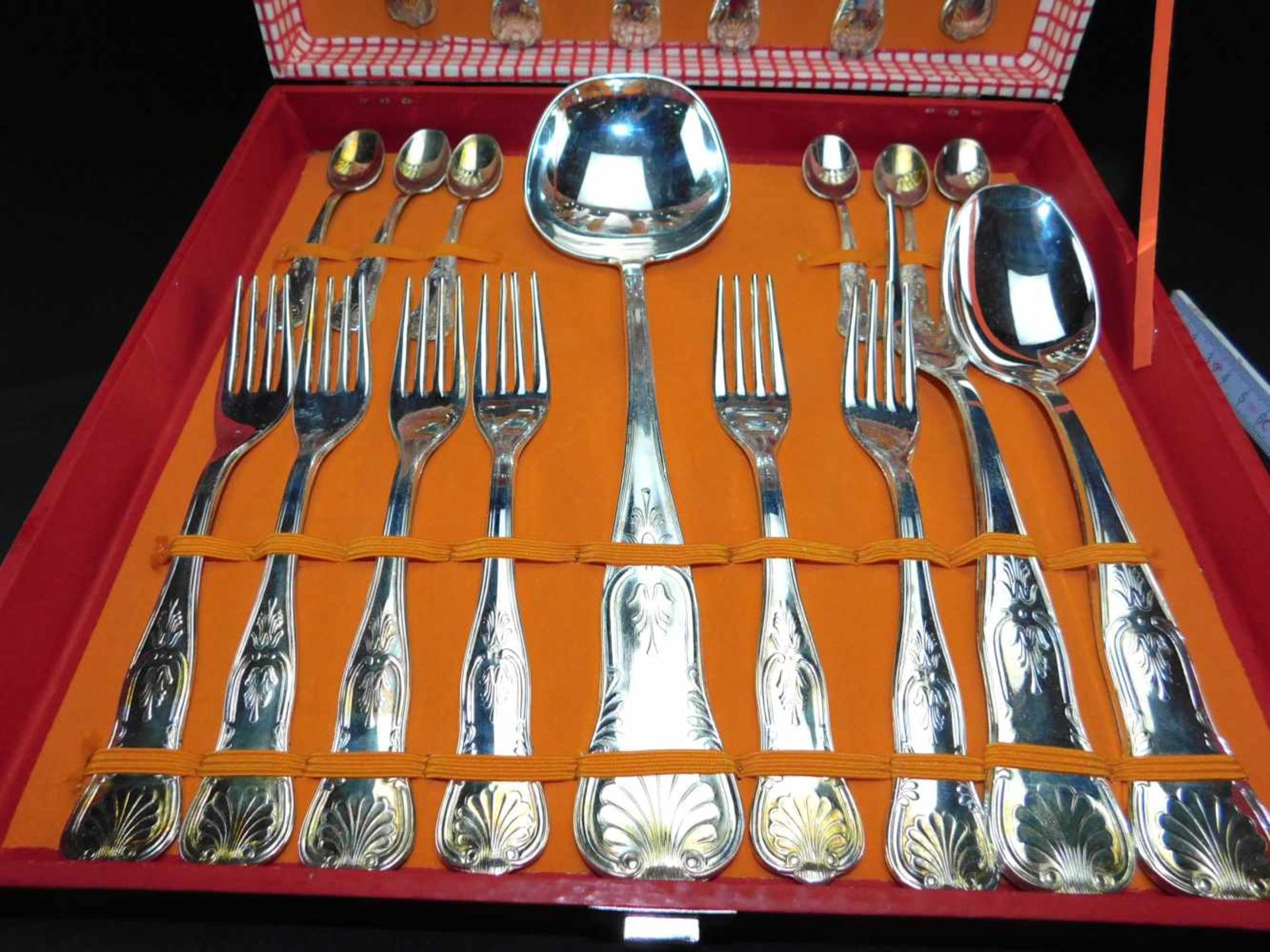 Besteckkasten, 27-teilig, 6 Personen, Super INOX, ARG 800 gepunzt, silberfarben, kein Silber, - Bild 4 aus 4