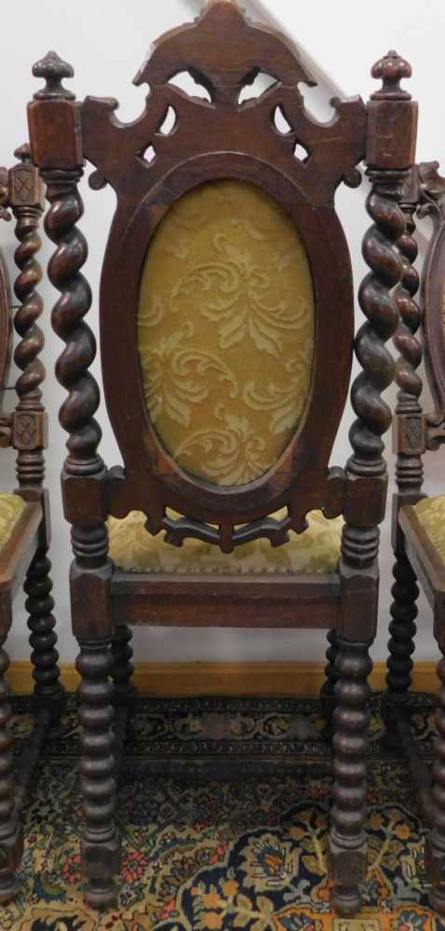 4 Stühle, Historismus um 1880, Eiche, PrunkausführungHochdekorative Eichenstühle, reich - Bild 4 aus 4