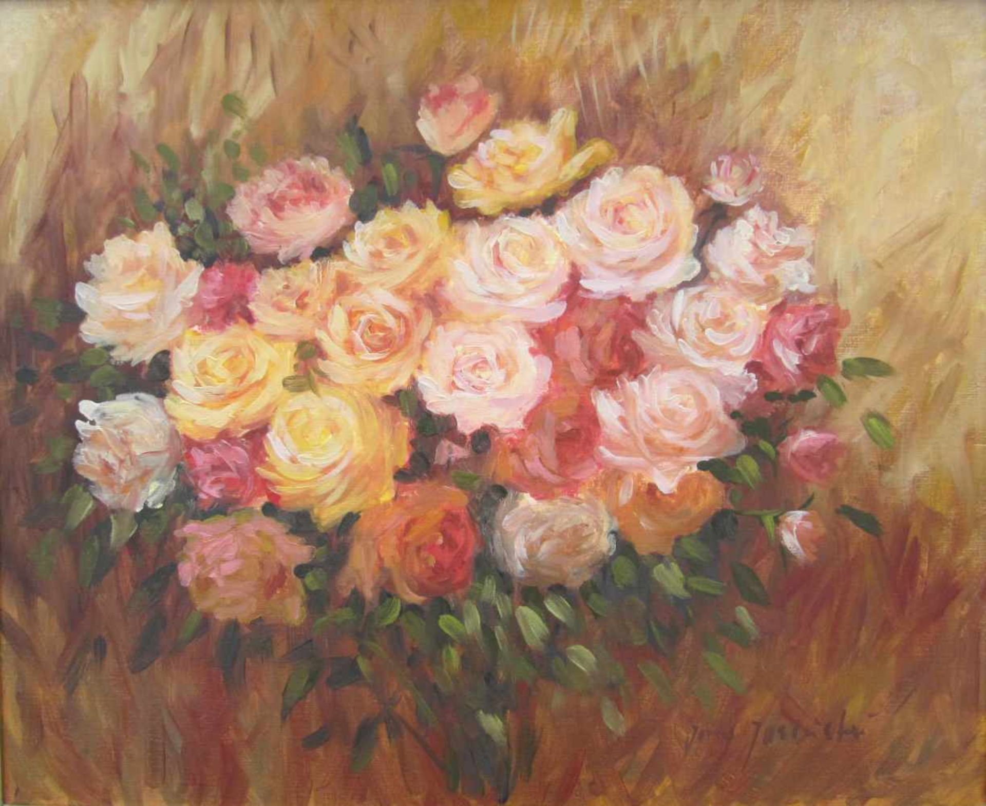 Jerzy Jasinski, Stillleben, Blumenbouquet, Öl auf Leinwand, signiert unten rechts, m.R. - Bild 2 aus 7