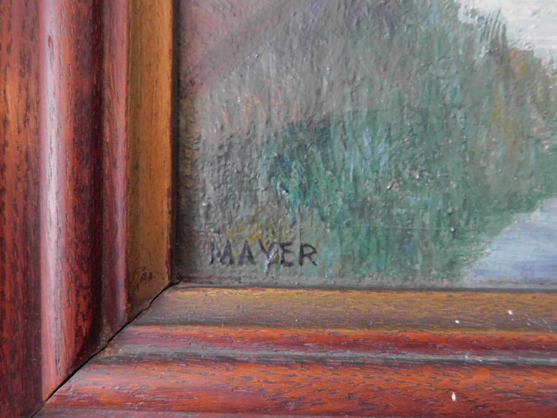 Erich Mayer, 1876- 1960, zugeschr., Paar Gemälde, Öl auf Leinwand, signiert, m.R.Boote am Ufer, - Image 8 of 9
