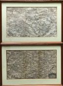 2 Landkarten, 17. Jh. 1 x Nördliches Deutschland, 18 x 33 cm. 1 x Südliches Deutschland, 18 x 32 cm,