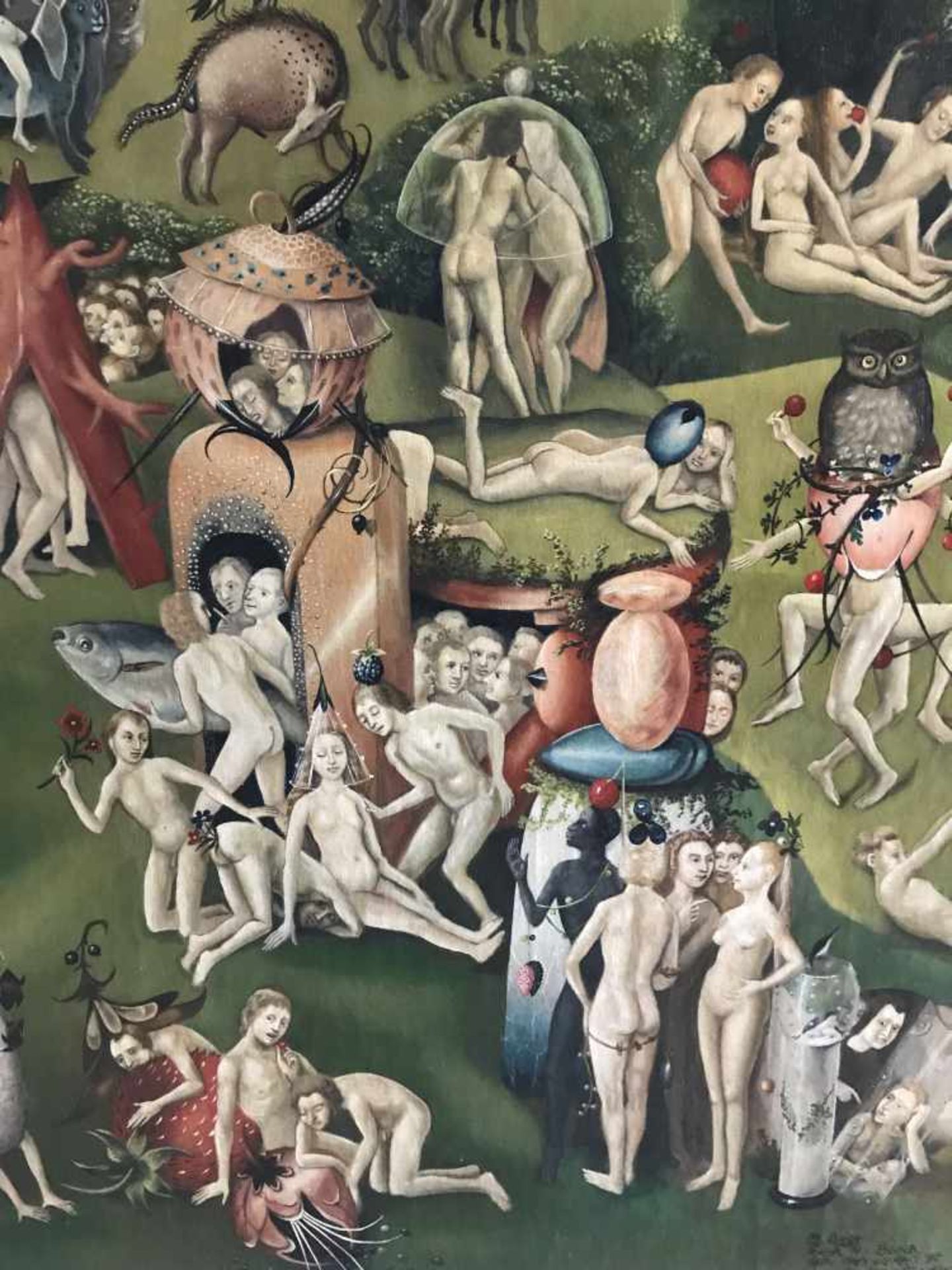 Künstler Beer aus Berlin, detailgetreue Kopie nach Hieronymus Bosch, Triptychon "Der Garten der - Bild 6 aus 11
