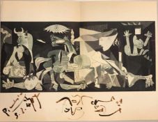 Picasso, Guernica (1937), Druck Nr. 234, mit eigenhändiger Signatur? Doppelte Buchseite mit