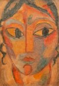 Jawlensky, Kopie, Frauenkopf mt schwarzem Haar, Öl/Malkarton, 17 x 12 cm