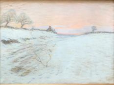 Auguste Henri Louis de Clermont (ca. 1844 - 1911), Schneelandschaft in der Abendsonne, signiert,
