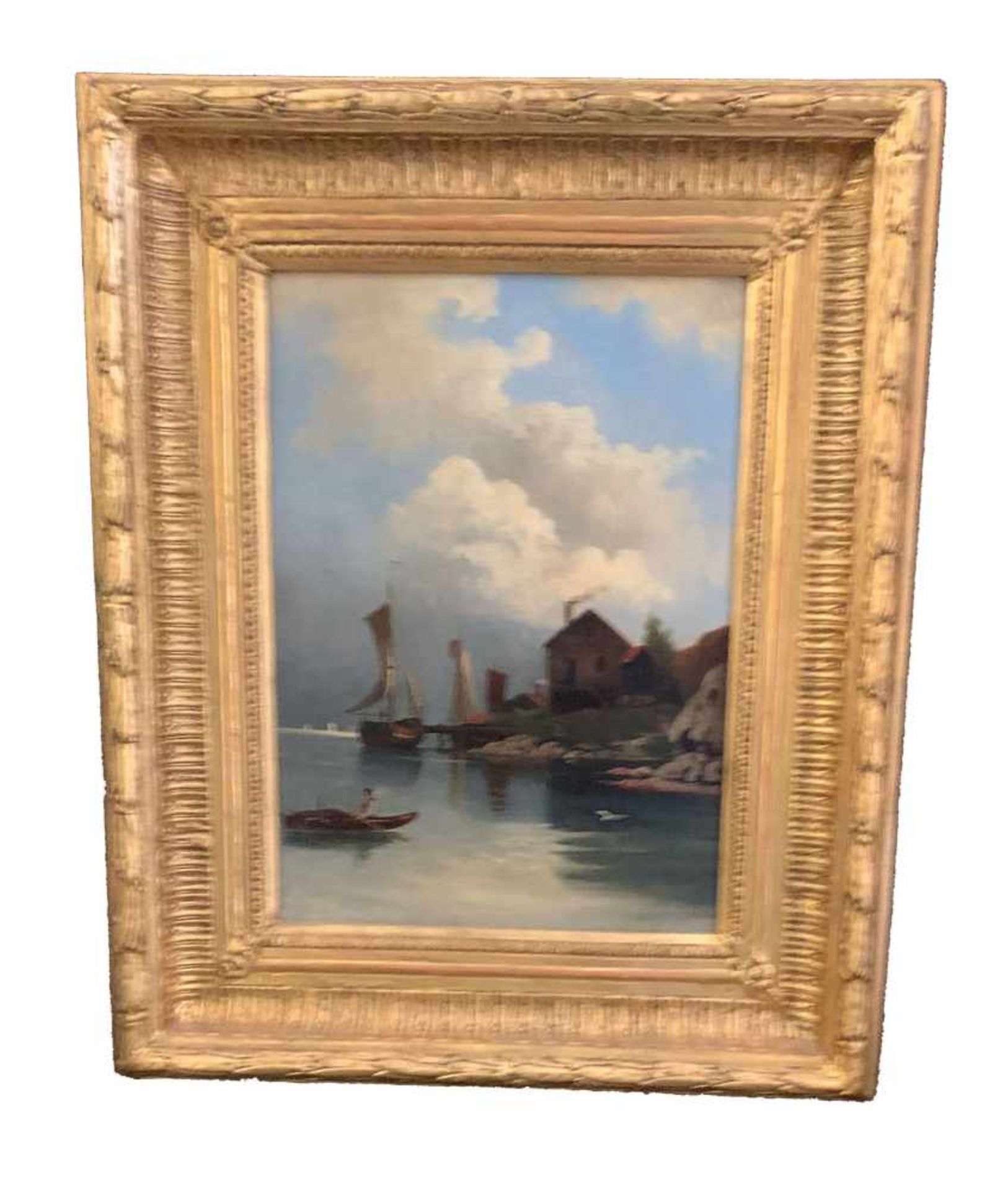 A. Kreutzer. Boote am Gardasee. Lake Garda. Lago di Garda. Öl/Lwd, signiert, 47 x 30 cm - Bild 5 aus 5