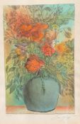 Ernst Fuchs (1930 Wien - 2015), Blumen in einer Vase, darunter viele Mohnblüten und Blätter,