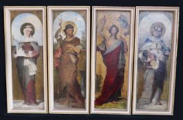 Konvolut 4 Gemälde, um 1900: 1 x Jesus, 1 x Johannes der Täufer, 2 x Heilige. Alle Öl/Lwd, alle 52 x