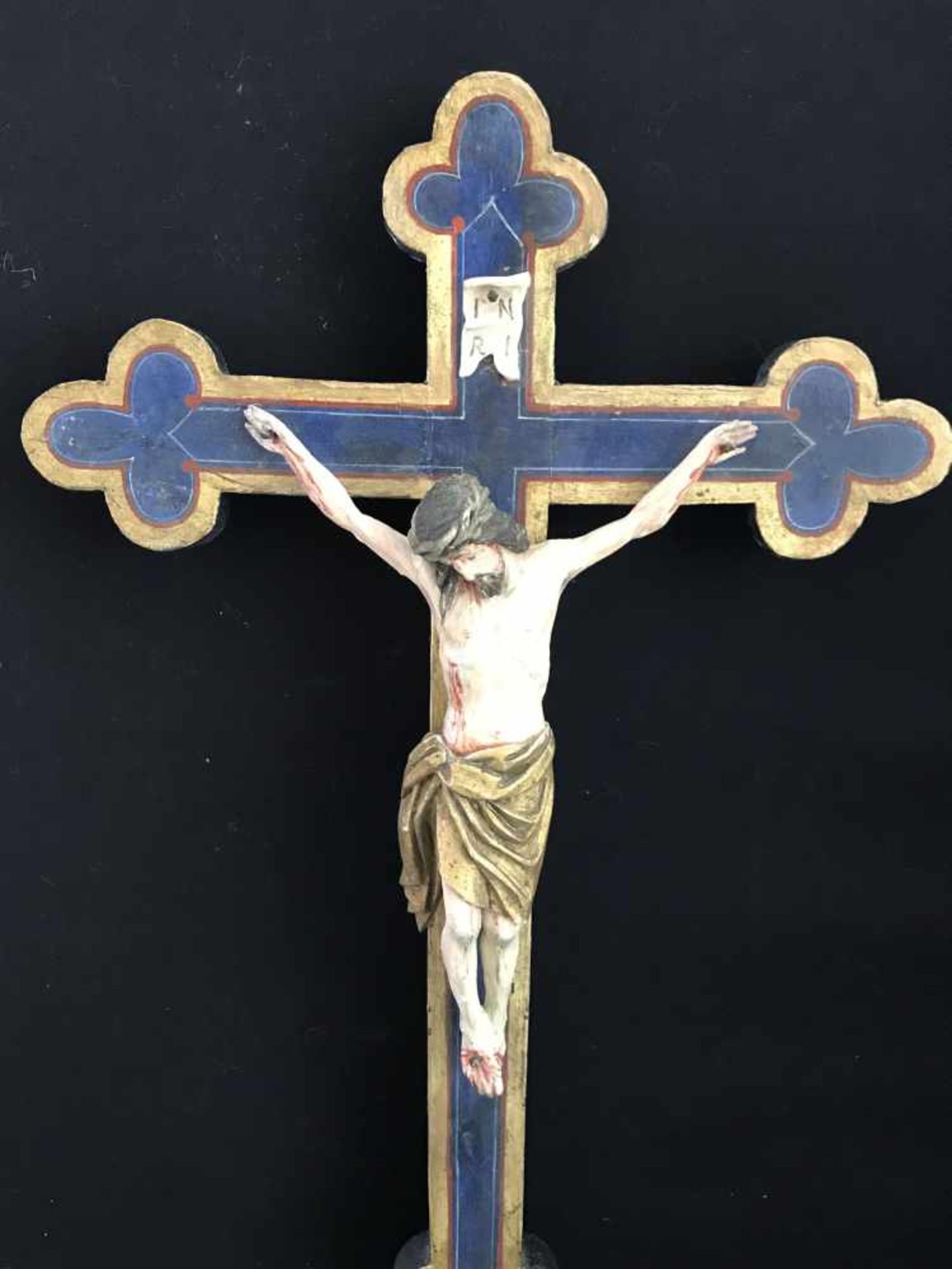 Franken, um 1800, Standkreuz bzw. Kruzifix. Auf barockem Sockel ein Kreuz mit Kleeblattenden, der - Image 4 of 4