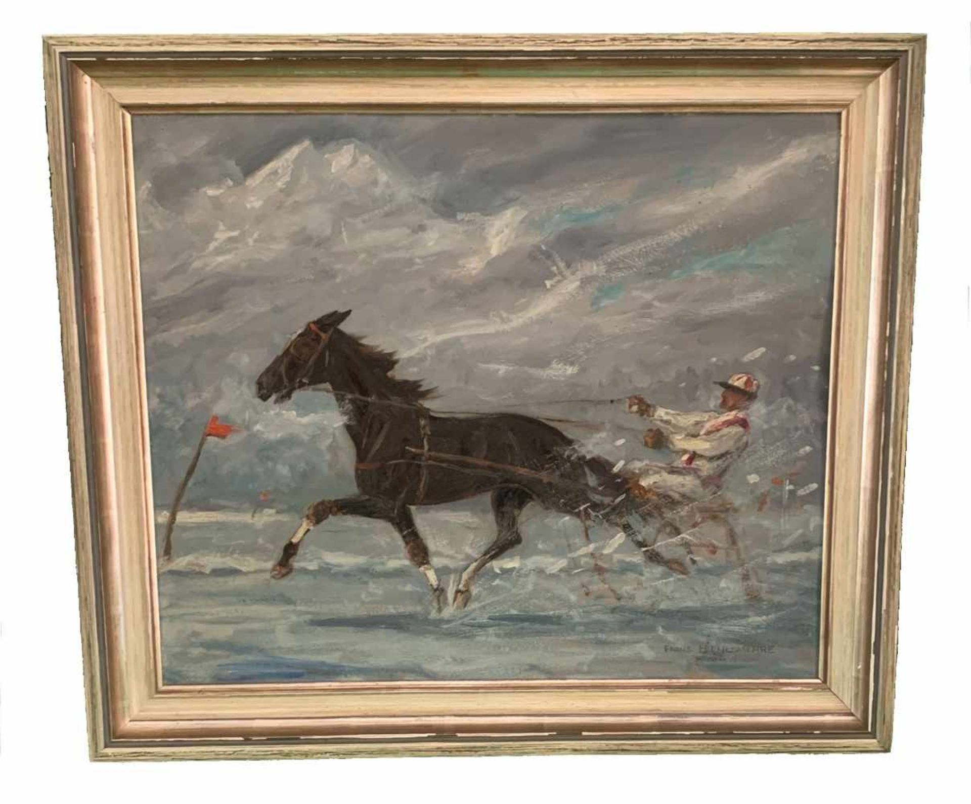 Franz HIENL-MERRE (1869-1943). Pferderennen. Jockey auf einem Sulky. Öl/Karton, signiert, 52 x 62 - Bild 6 aus 6