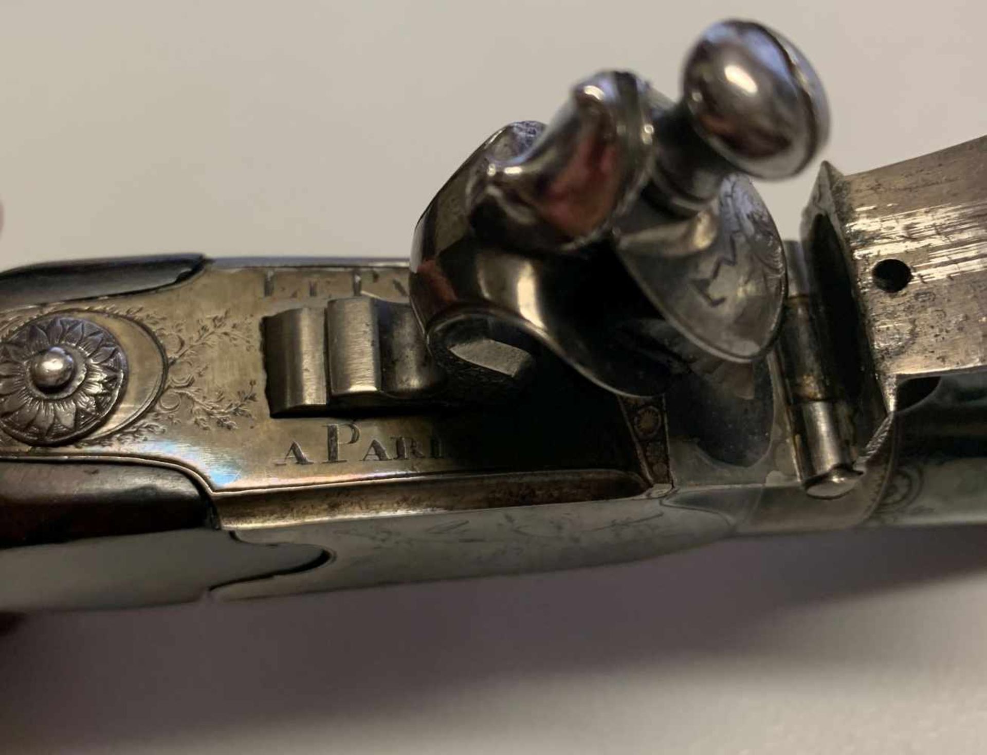 Steinschloss-Pistole, Modell: Taschenpistole mit abschraubbarem Lauf, Paris, Frankreich, ca. 1810, - Image 8 of 9