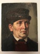 A. Roth (wohl Albert Roth, geb. 1881), Portrait eines Herrn mit Hut, signiert, Öl/Holz, 12 x 9 cm