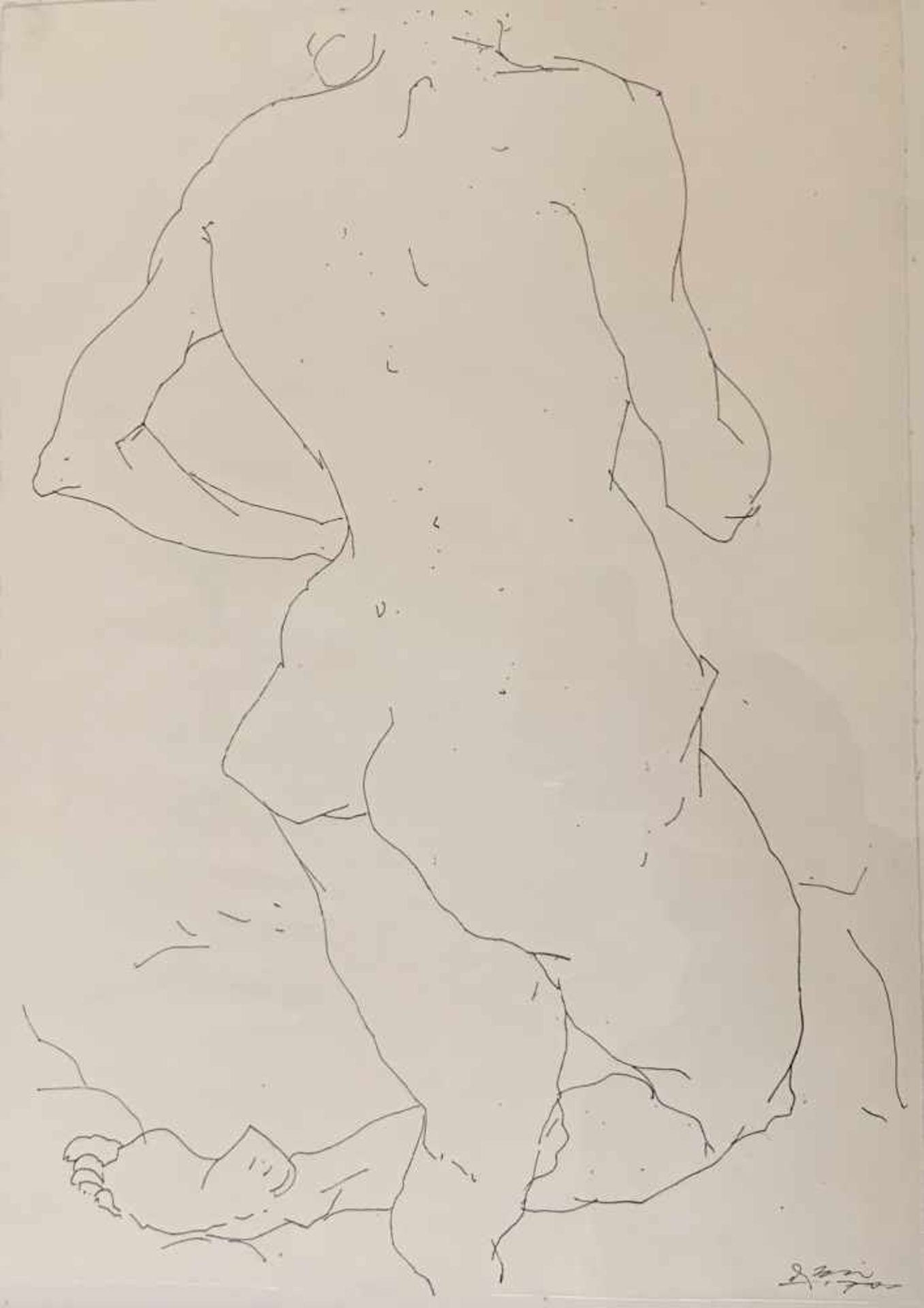 Dieter Stein, Akt. Nude female figure. Zeichnung, signiert und datiert '70, 42 x 30 cm