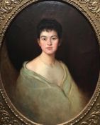 Unbekannter Künstler, 19. Jh., Bildnis einer schönen Frau, Öl/Lwd, 88 x 70 cm, ovale Rahmung