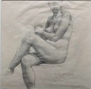Oskar Martin Amorbach (1897-1987), Sitzende Nackte in Vorderansicht, signiert, Bleistiftzeichnung,