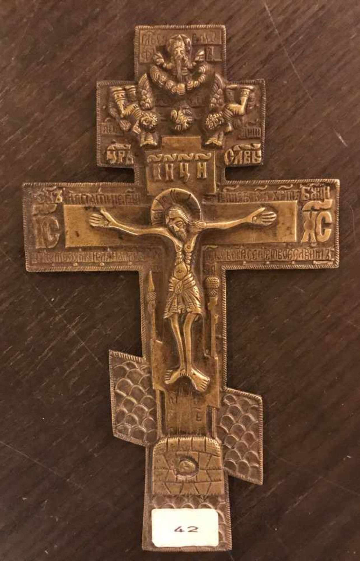 Orthodoxes Kreuz, Messingbronze, L. ca. 20 cm