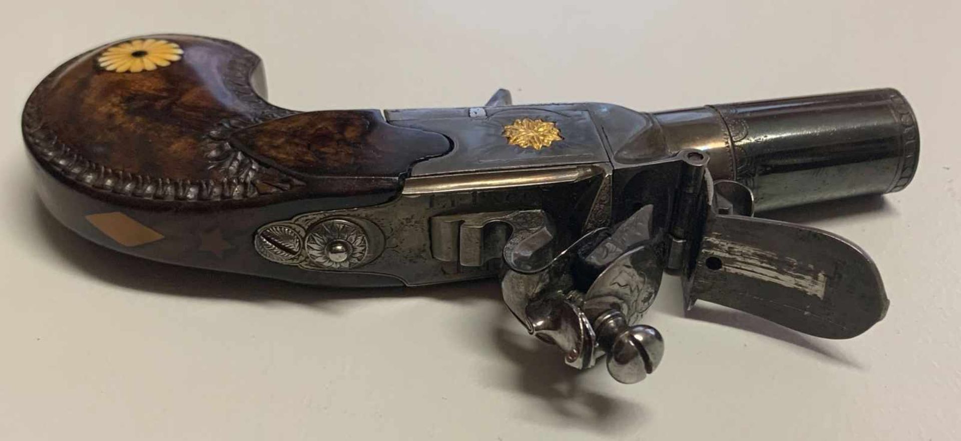 Steinschloss-Pistole, Modell: Taschenpistole mit abschraubbarem Lauf, Paris, Frankreich, ca. 1810, - Image 2 of 9