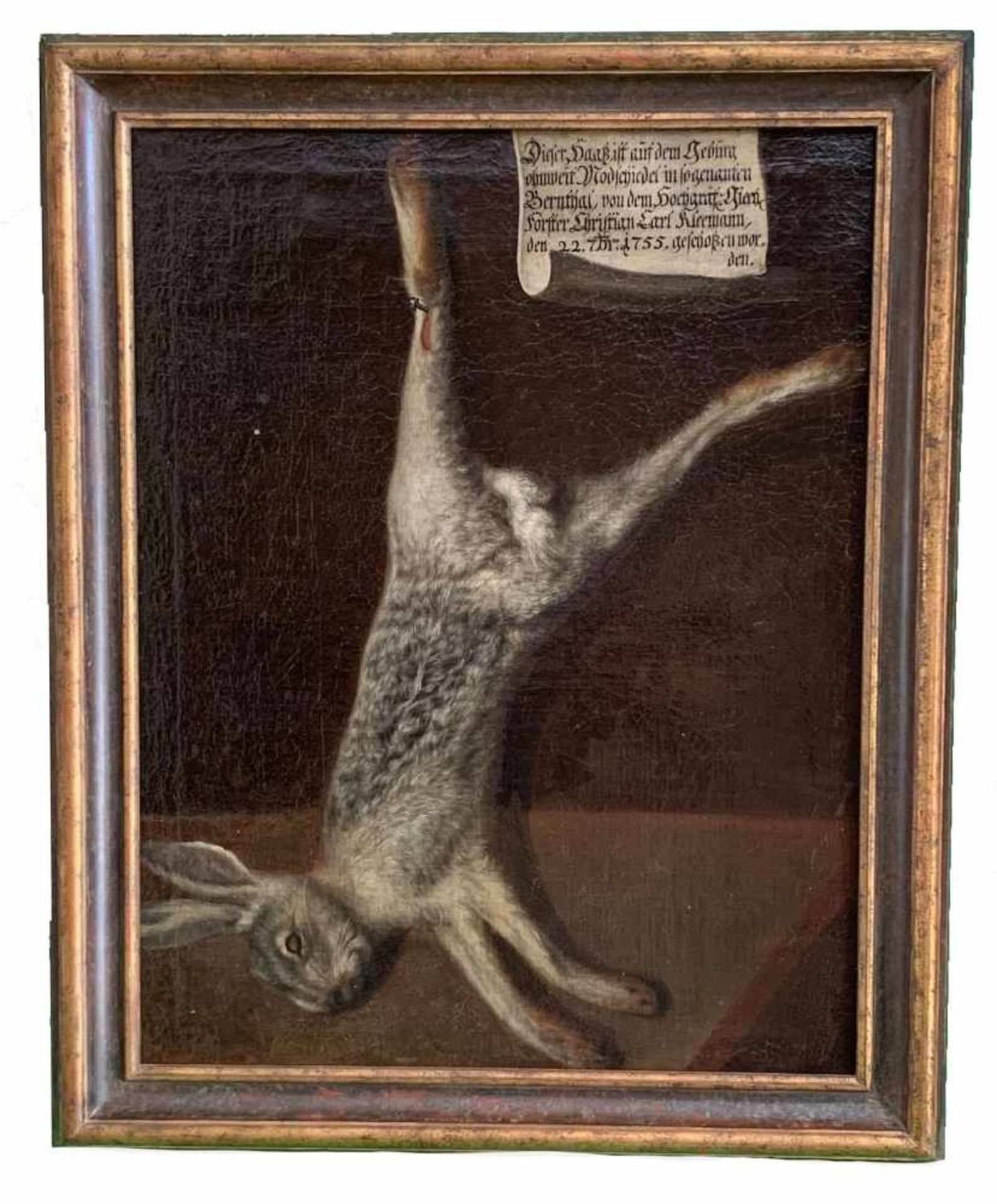 18. Jh. Jagd-Stillleben mit erlegtem Hasen. Hunting Still Life With Dead Hare. Trophée de chasse - Bild 2 aus 4