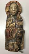 Holzfigur Christus Pantekrator, Holz, romanische Auffassung, farbig gefasst, H. 43 cm