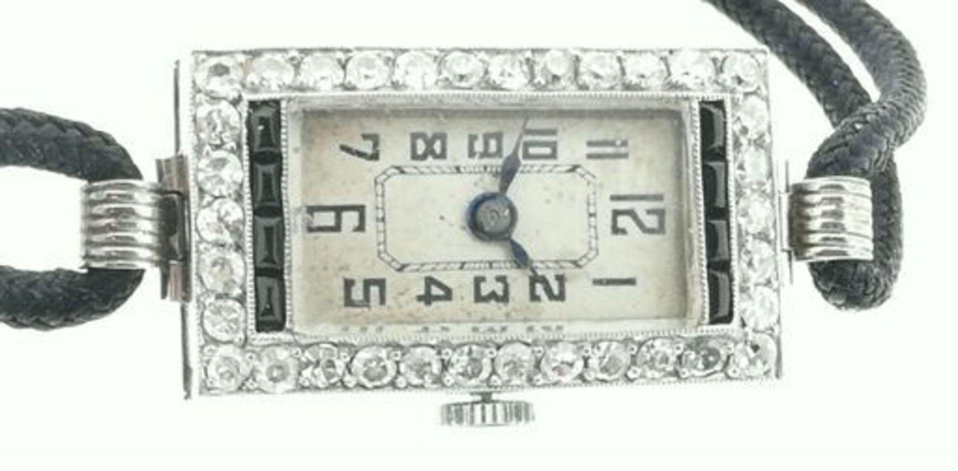 Patek Philippe, ca. 1930, Damenarmbanduhr, 585er WG (geprüft), mit 34 Diamanten (holl. Rosen?