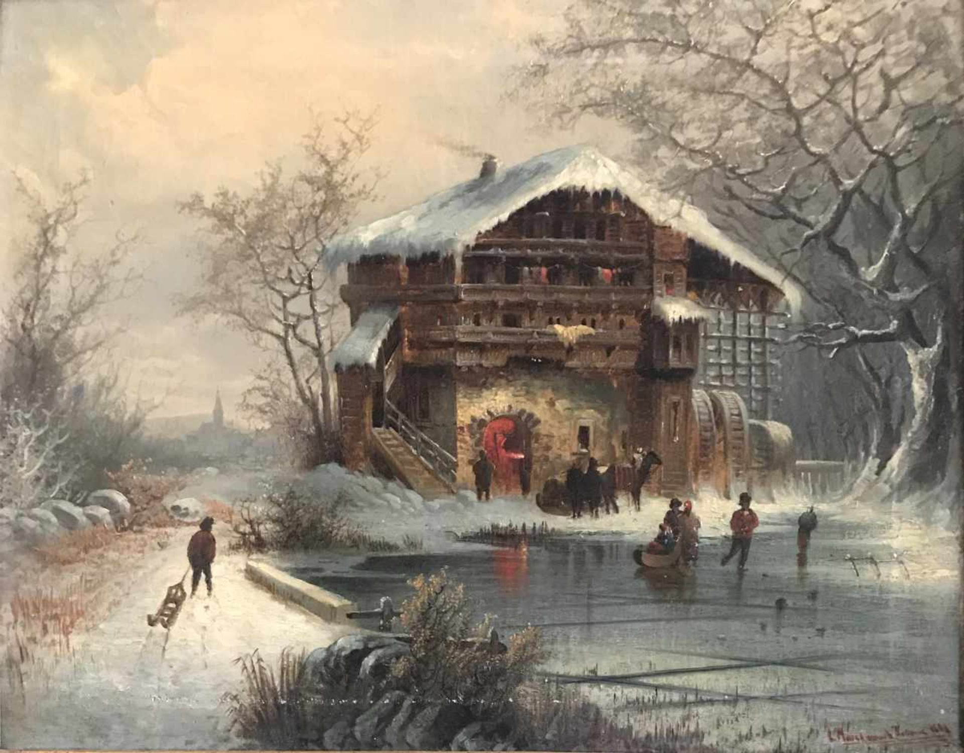 Karl Kaufmann (1843-1902/05, Pseudonym u.a. Charles Marchand), Winterlandschaft mit