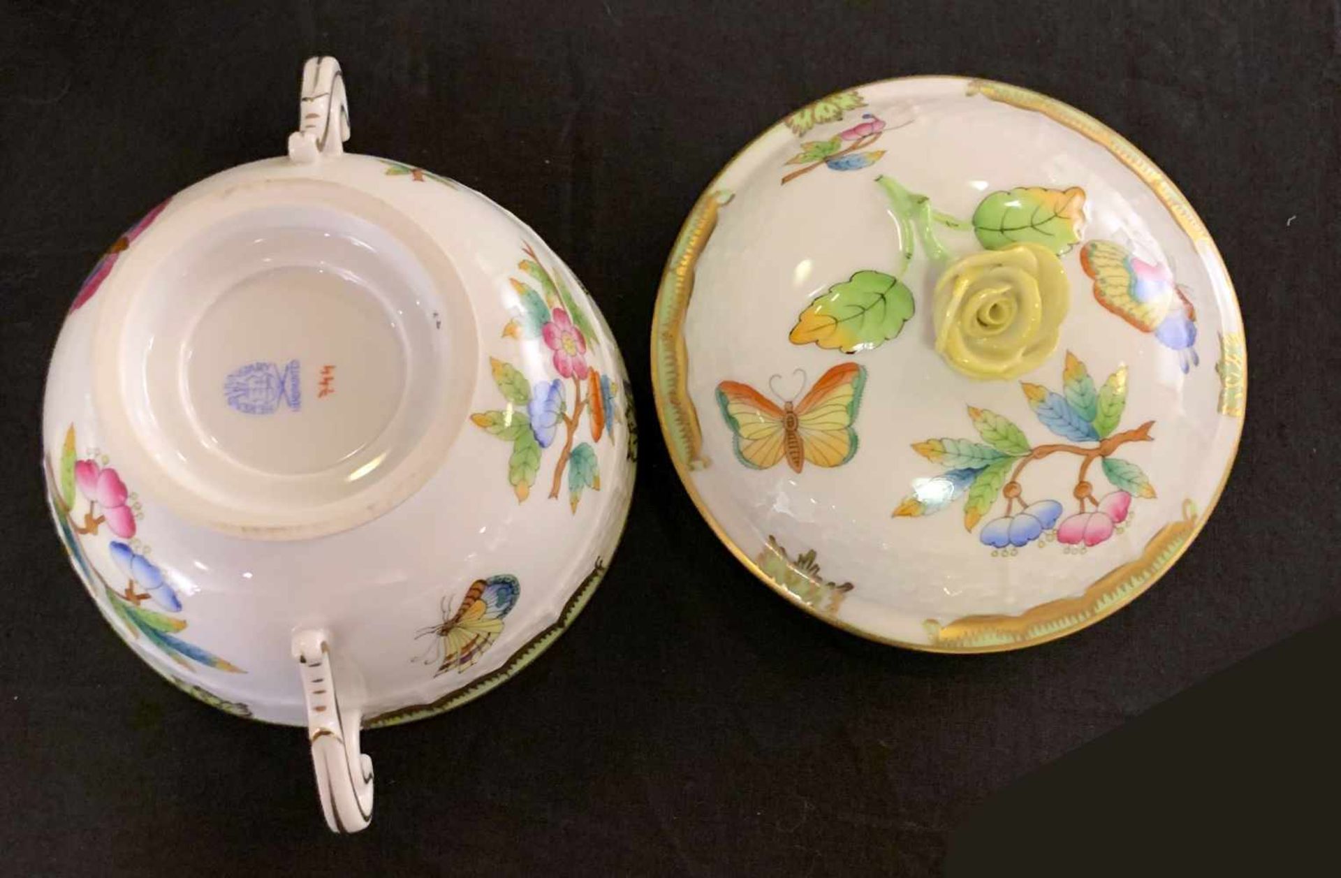 Konvolut, Service, Herend Victoria, Goldrand. Herend Queen Victoria porcelain dinnerware. 6 x - Bild 13 aus 20