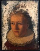 Holland, 17./18. Jh., Portrait eines jungen Mannes, Öl/Holz, Altersspuren, 23 x 17 cm