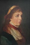 Unbekannter Künstler, 19. Jh., Bildnis einer jungen Frau mit Kopfbedeckung und in sonntäglichem