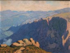 Maurice Chabas (1862-1947), Hügelige Landschaft mit Wäldern, signiert, Öl/Holz, 50 x 63 cm