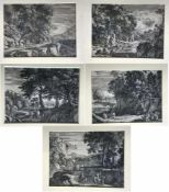 Unbekannter Künstler, 5 Radierungen, Landschaften. Unknown artist, 5 etchings, landscapes. U.a.