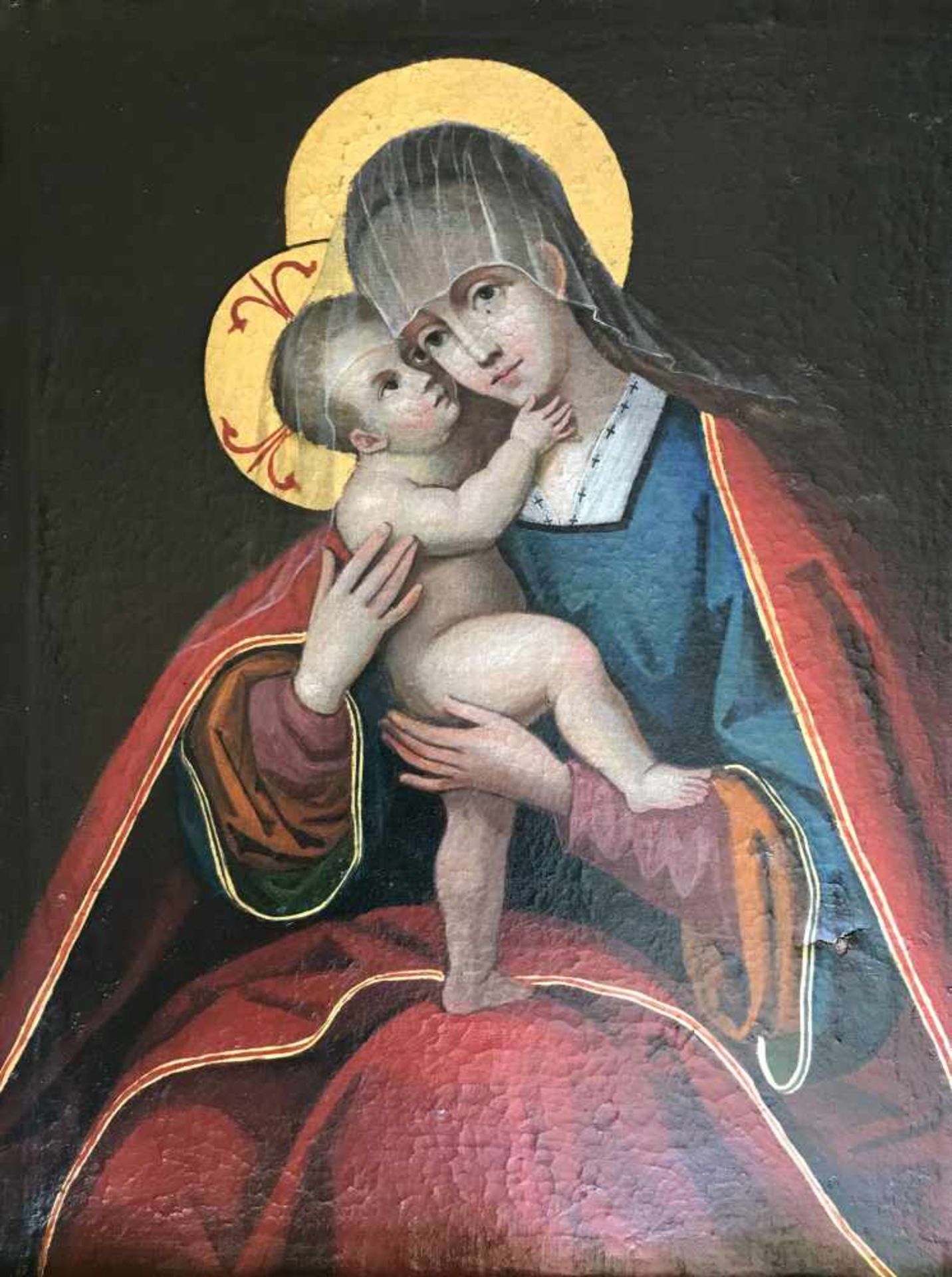 Unbekannter Künstler, 18. Jh., Madonna. Unknown artist, Virgin and child. Vor dunklem Hintergrund - Bild 2 aus 4