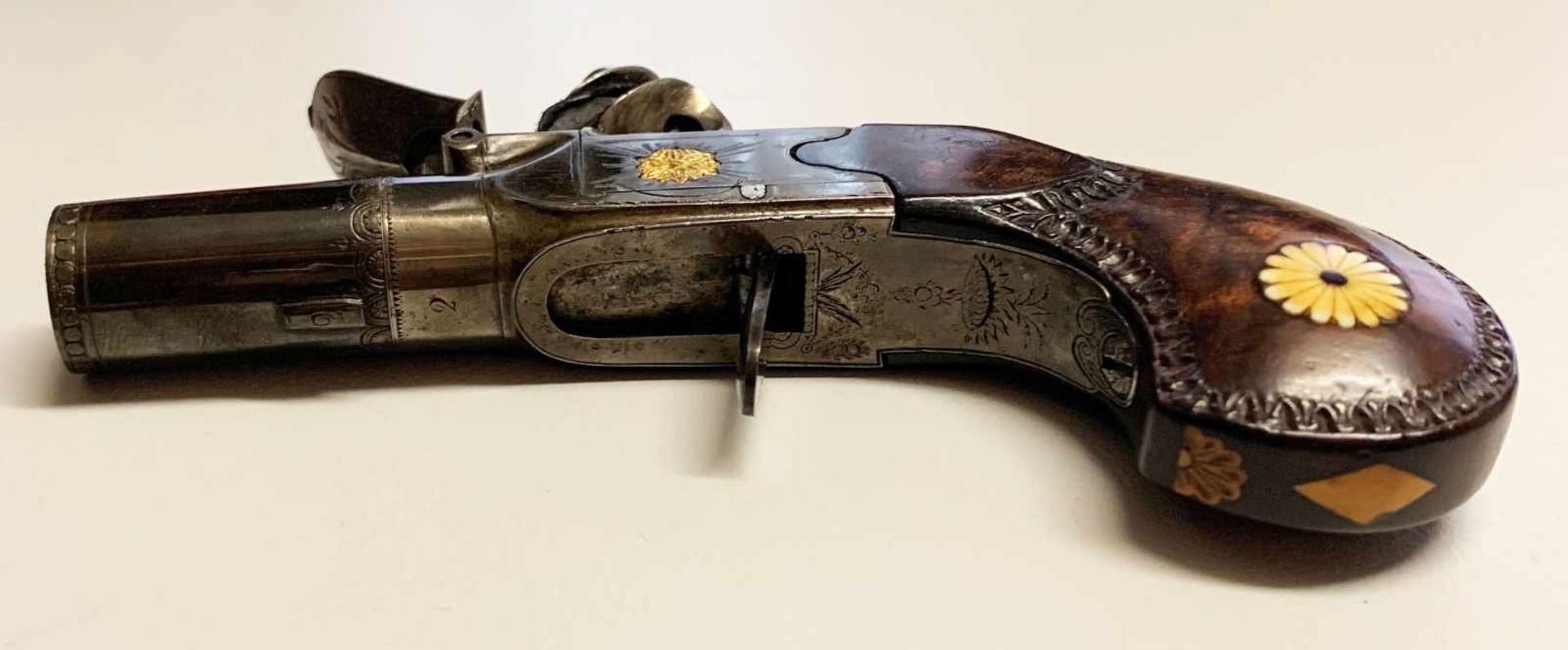 Steinschloss-Pistole, Modell: Taschenpistole mit abschraubbarem Lauf, Paris, Frankreich, ca. 1810, - Image 7 of 9