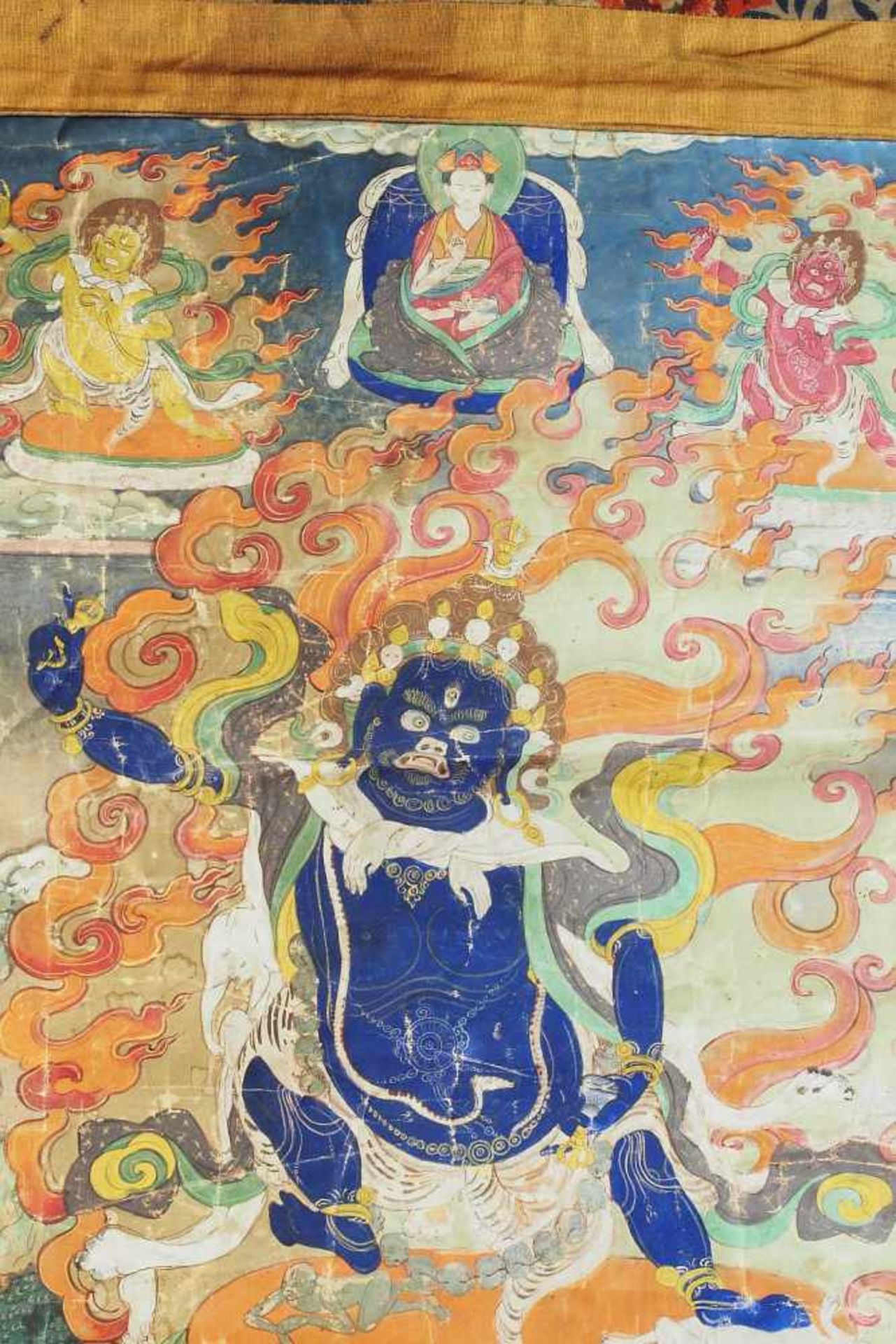 Thangka mit Vorhang. Thangka mit Vorhang. Asien, wohl Ende 18./19. Jahrhundert. Rollbild des - Bild 4 aus 5