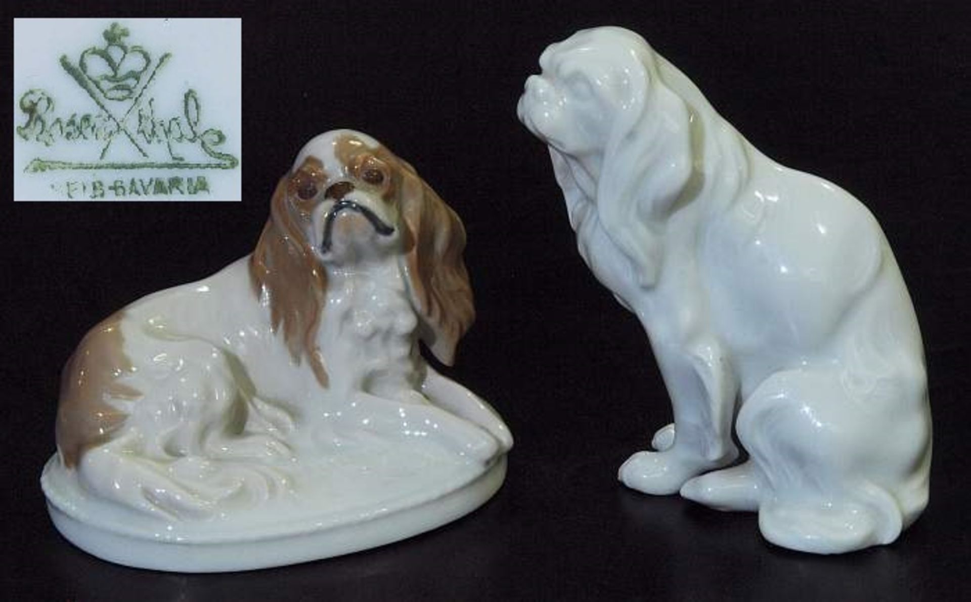 Zwei "King Charles"-Hundefiguren. Zwei "King Charles"-Hundefiguren. ROSENTHAL, 20. Jahrhundert. 1)