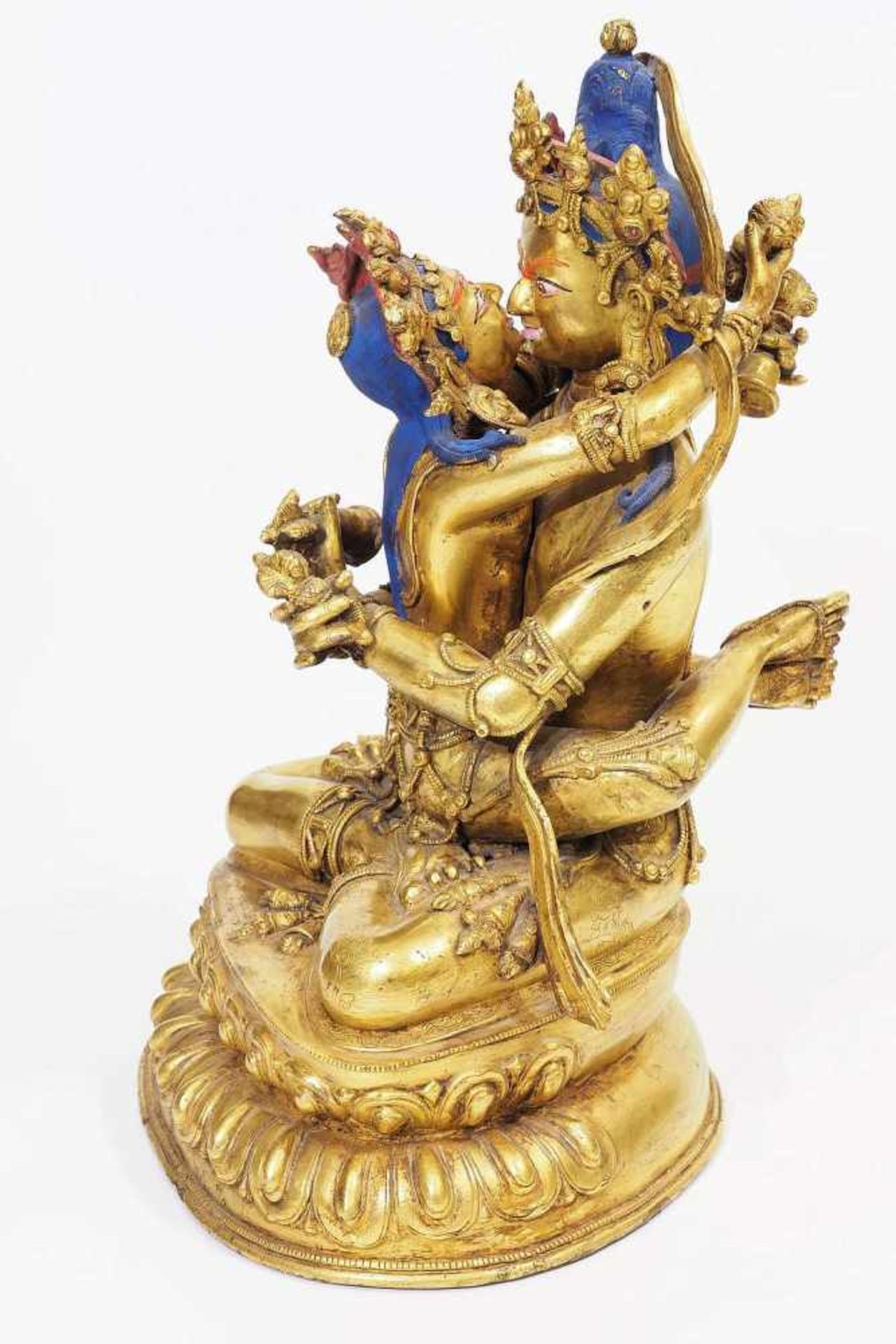 Gottheit Chakrasamvara. Gottheit Chakrasamvara, Tibet ca. 19. Jahrhundert. Bronze, feuer - Image 4 of 9