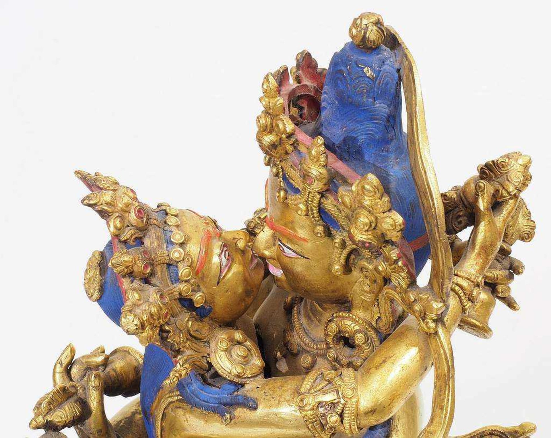Gottheit Chakrasamvara. Gottheit Chakrasamvara, Tibet ca. 19. Jahrhundert. Bronze, feuer - Image 8 of 9